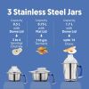 Preethi Mixer Grinder Blue Leaf Gold MG 150 - 3 Jars 750 Watt- Stainless Steel Jars
