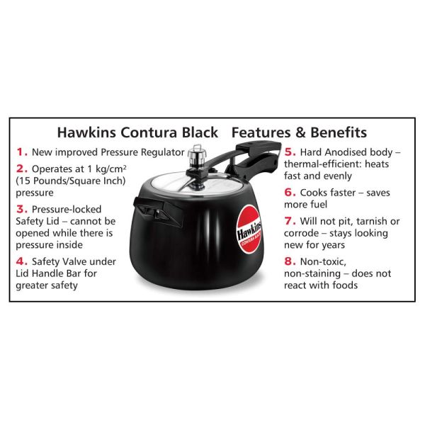 Hawkins Contura Hard Anodised Pressure Cooker 3 L - Features and Benefits