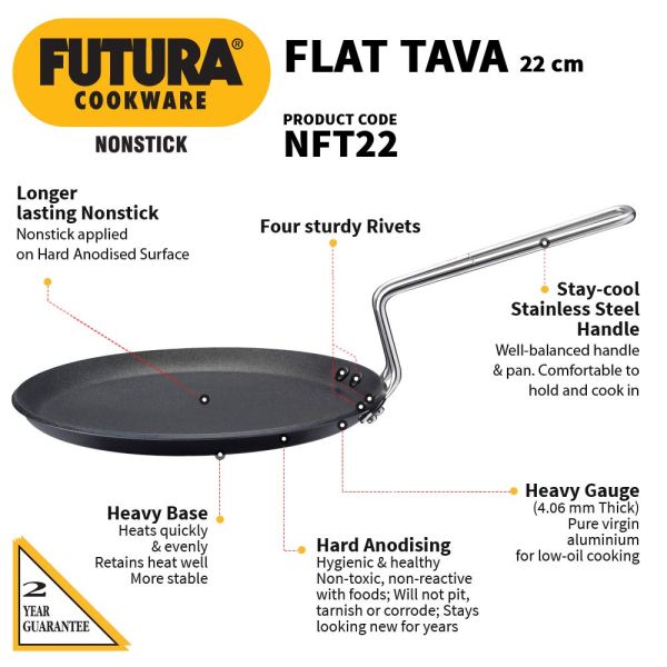 Hawkins Futura Non-stick Flat Tawa - NFT22- Features