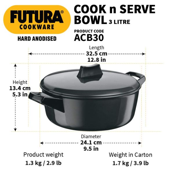 Hawkins Futura Hard Anodized Cook-n-Serve Bowl - Size