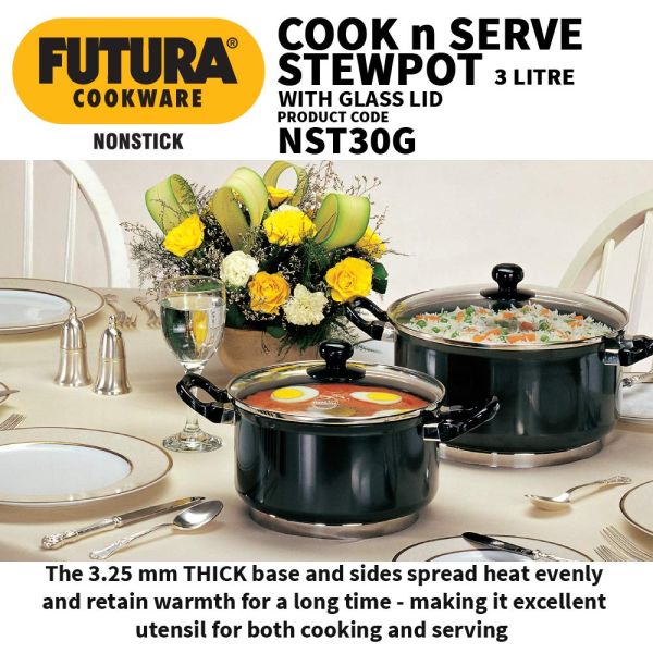 Hawkins Futura Non Stick Cook-n-Serve Stewpot -Q33-Info