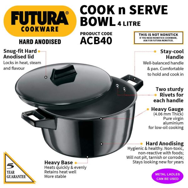Futura Hard Anodized Cook-n-Serve Bowl- Features