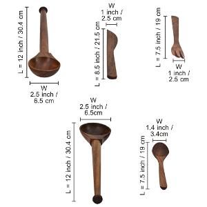ExclusiveLane 5 Pc Sheesham Wood Kitchen Cutlery Set - Dimensions