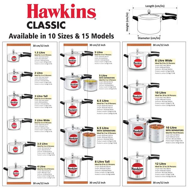 Hawkins Classic Pressure Cooker 3.5 L - Models