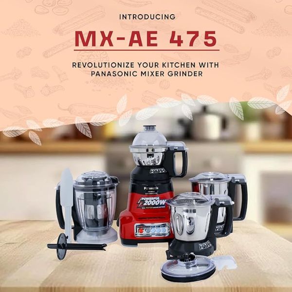 Panasonic Mixer Grinder MX-AE 475 - 3 Jars 750 watts