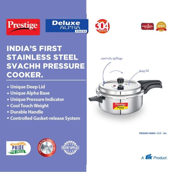 Prestige Stainless Steel Deluxe Alpha - 5 Litres